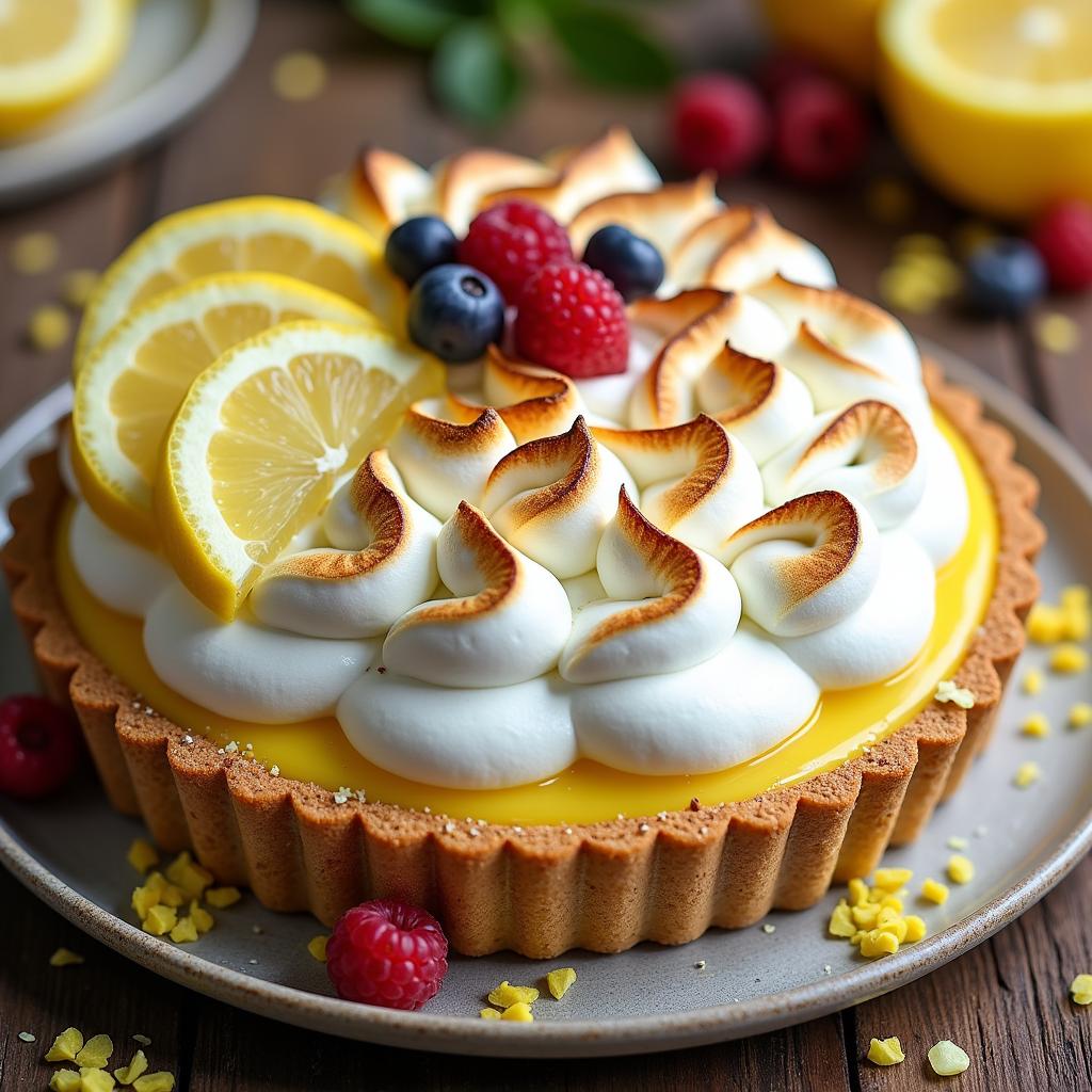 Vibrant Avocado Lemon Tart with Coconut Meringue