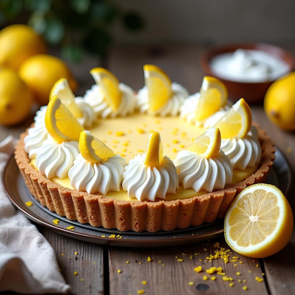 Vibrant Lemon Chiffon Pie with Coconut Whipped Topping