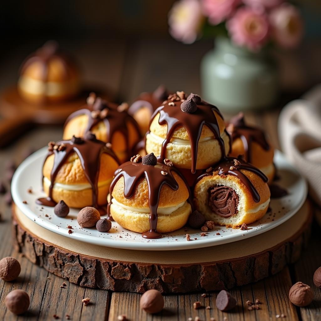 Whimsical Chocolate Hazelnut Profiteroles