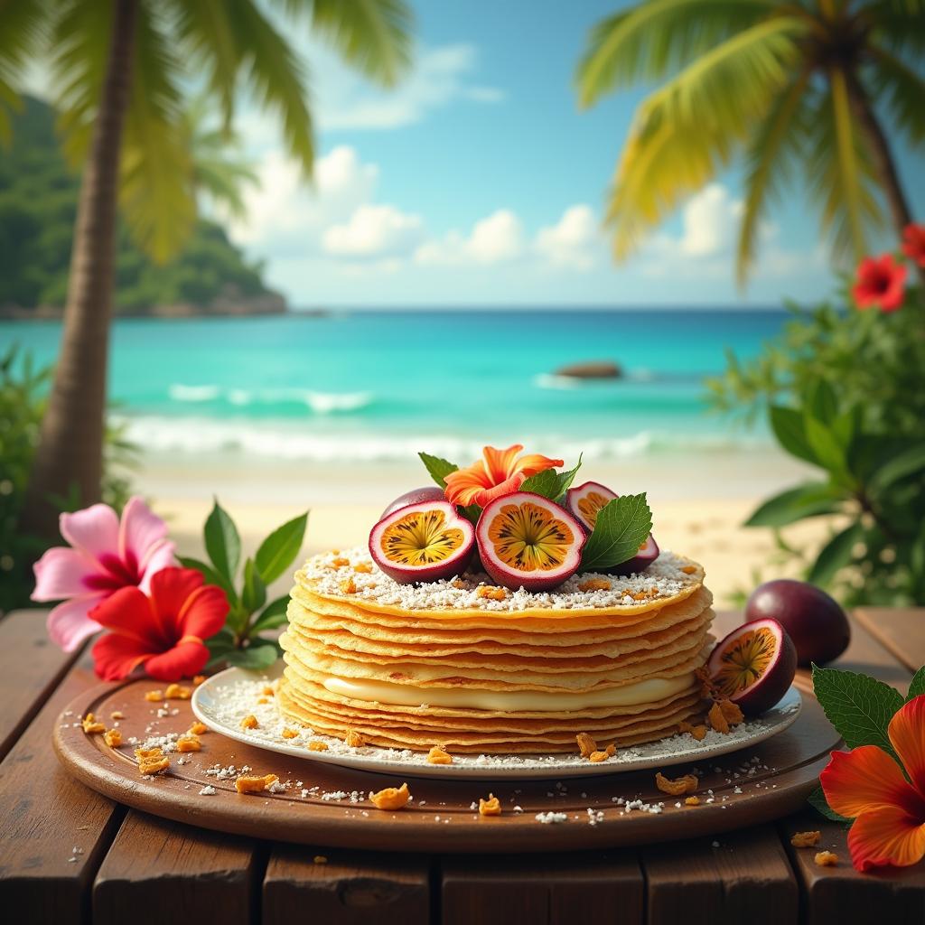 Whimsical Crepe Cake with Passionfruit and Coconut Cream