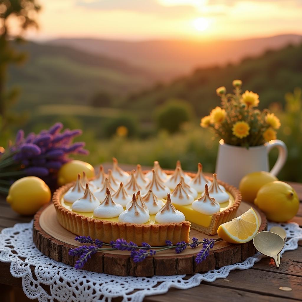 Whimsical Lavender Lemon Meringue Tart