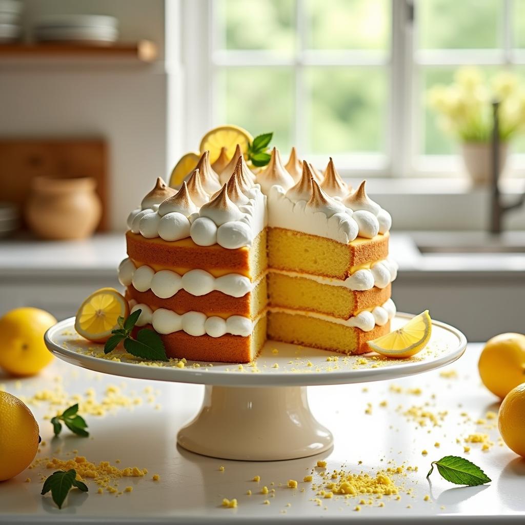 Whimsical Lemon Meringue Cloud Cake