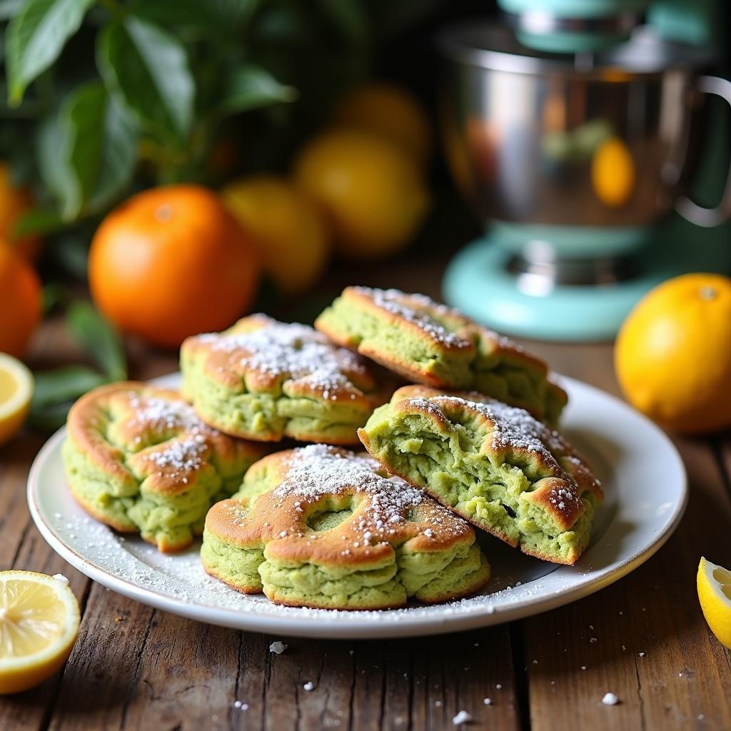 Whimsical Matcha Drop Scones with Citrus Zest