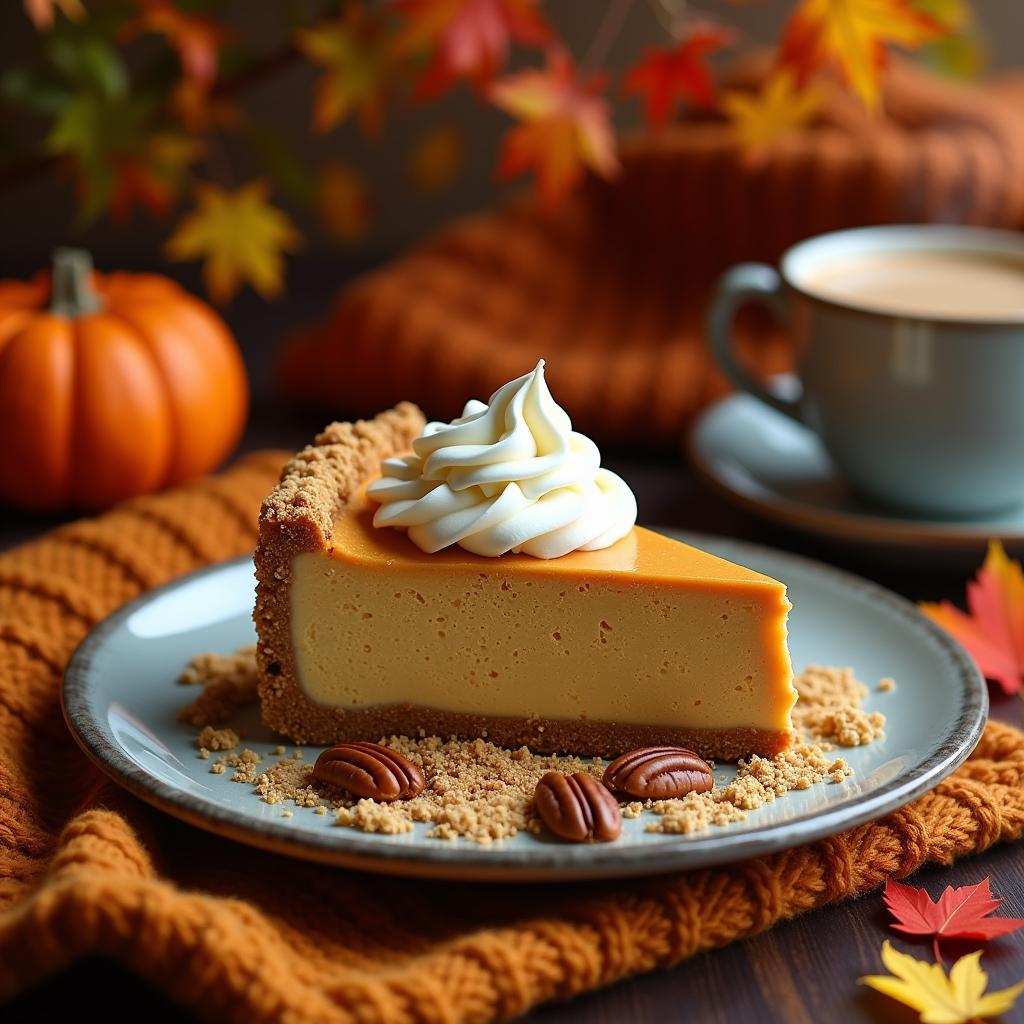 Whimsical Pumpkin Cheesecake with Spiced Graham Crust and Maple Whipped Cream