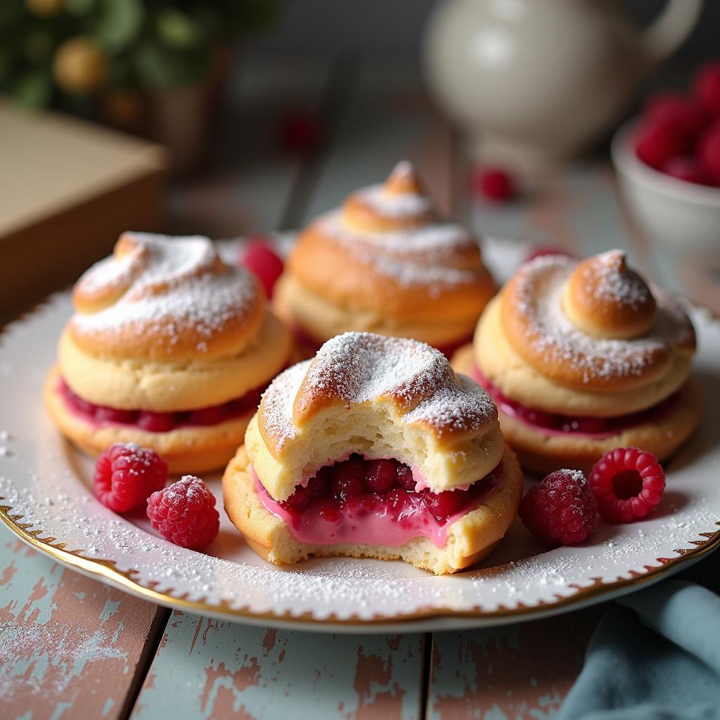 Whimsical Raspberry Cream Puffs