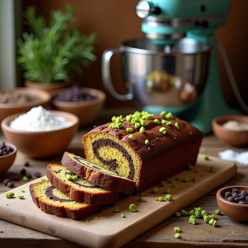 Whimsical Zucchini Bread with Chocolate Swirl and Pistachio Crunch