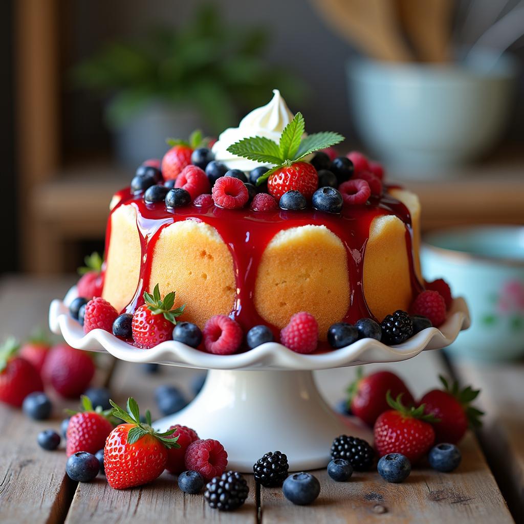 Whipped Cloud Angel Food Cake with Seasonal Berry Compote