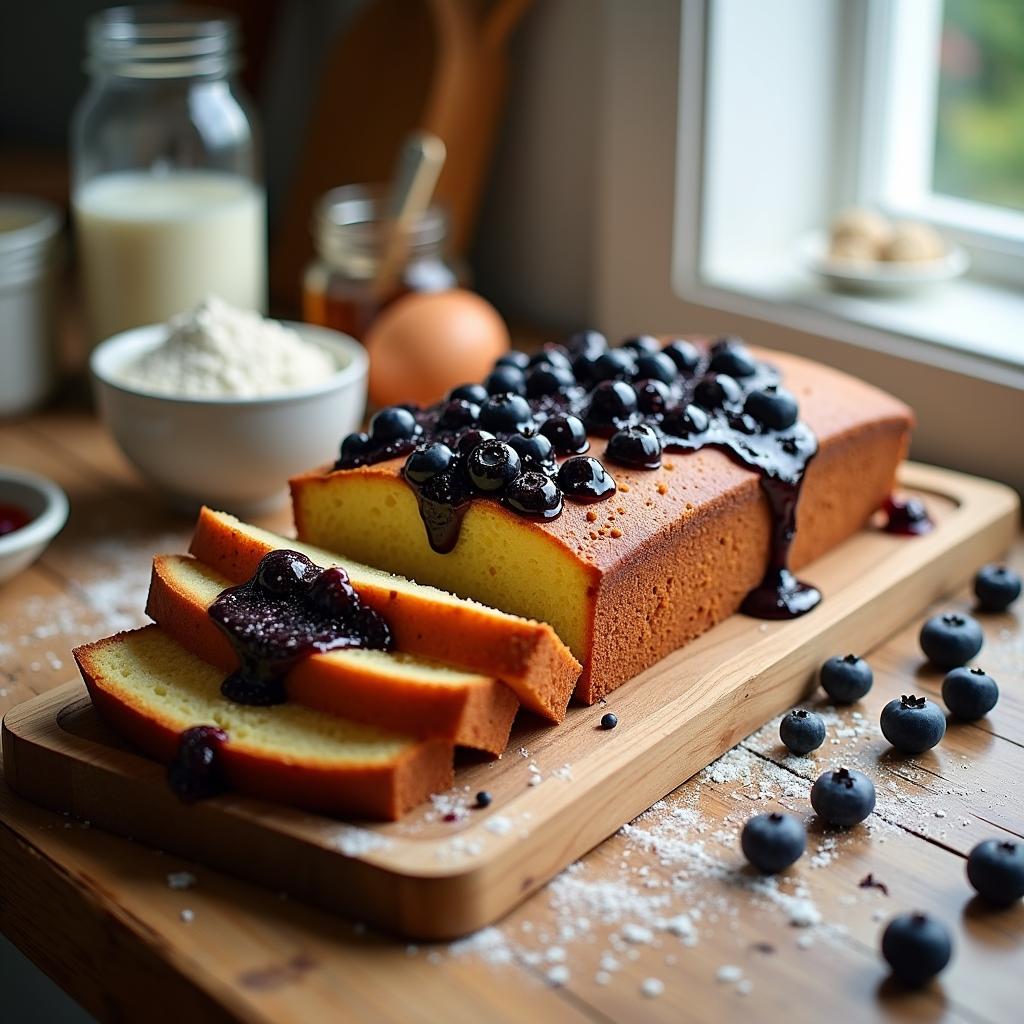 Wholesome Almond Flour Pound Cake with Blueberry Chia Jam