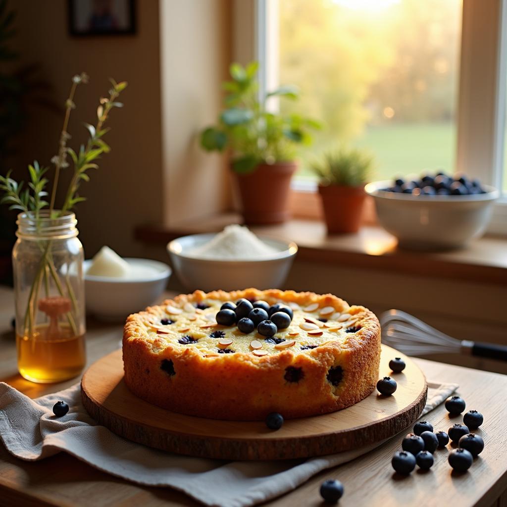 Wholesome Blueberry Almond Gâteau